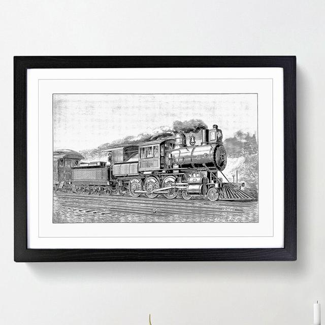 Locomotive Illustration in Black and White - Picture Frame Drawing Print East Urban Home Size: 27cm H x 36cm W x 2cm D, Frame Option: Black Framed on Productcaster.