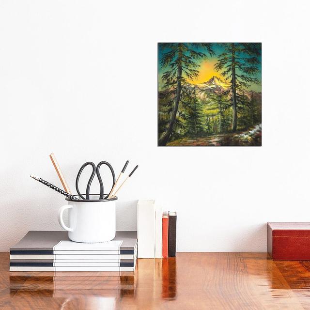 Mountain Glow by ColorByFeliks - Painting on Canvas Alpen Home Size: 30.48cm H x 30.48cm W x 1.91cm D, Format: Wrapped Canvas on Productcaster.