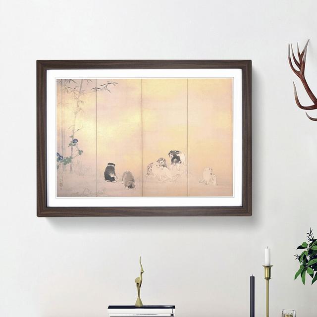 Puppies by Takeuchi Seiho - Picture Frame Painting Print East Urban Home Frame Option: Walnut Framed, Size: 36cm H x 48cm W x 2cm D on Productcaster.