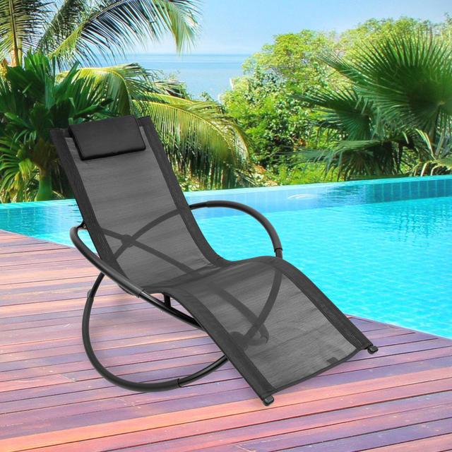 Outdoor Aayana Rocking Plastic Chair Dakota Fields Colour: Black on Productcaster.