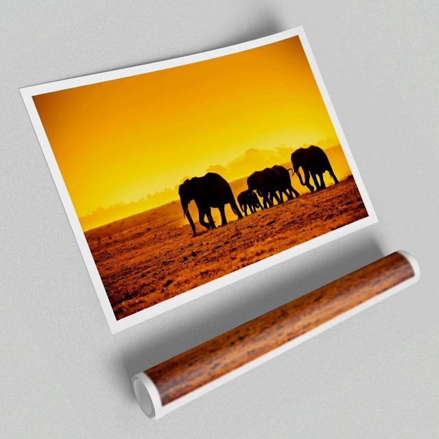 Hurd of Elephants - Unframed Graphic Art Print on Paper East Urban Home Size: 42 cm H x 59.4 cm W x 1cm D on Productcaster.