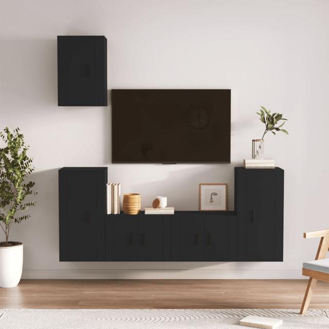 Wohnwand Akillies für TVs bis zu 85" (Set of 5) Brayden Studio Farbe: schwarz on Productcaster.