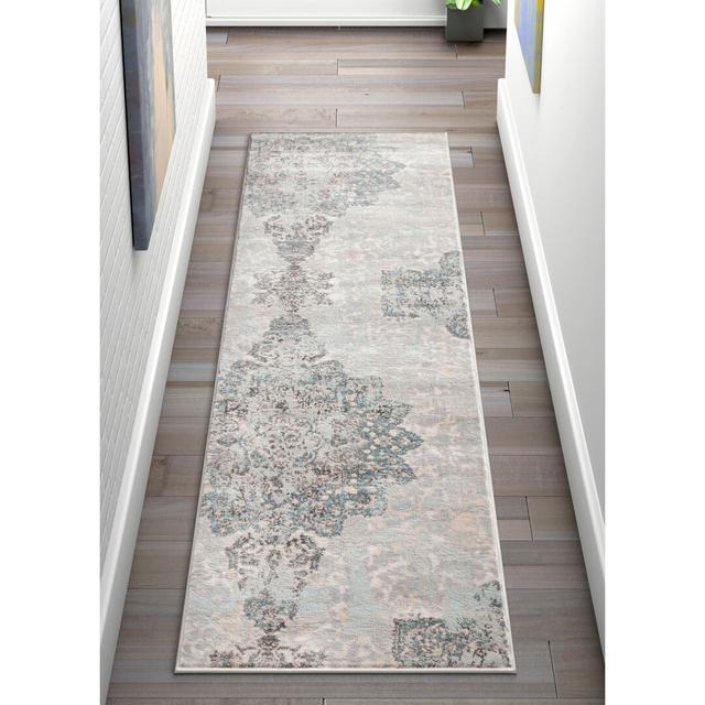 Eggers Blue/Beige Rug Fleur De Lis Living Rug Size: Runner 67 x 220cm on Productcaster.