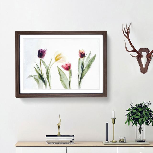 Colourful Tulip Flowers - Picture Frame Painting Print East Urban Home Frame Option: Walnut Framed, Size: 24cm H x 33cm W x 2cm D on Productcaster.