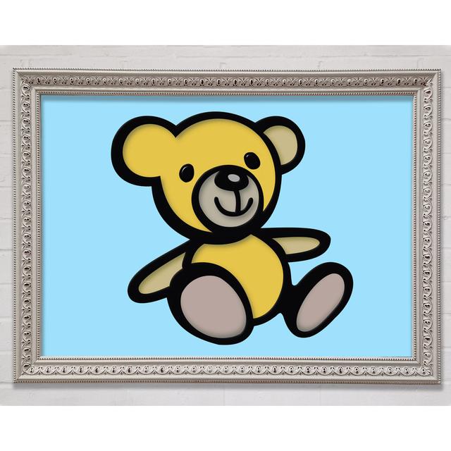 Teddy Bear Cartoon Pink Framed Print - Picture Frame Graphic Art on Canvas Harriet Bee Format: Black Framed Paper, Colour: Baby Blue, Size: 84.1cm H x on Productcaster.