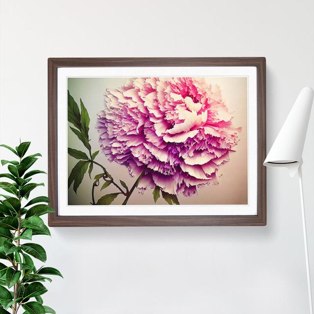 Joyous Peony Flower - Single Picture Frame Painting Marlow Home Co. Size: 46cm H x 64cm W x 2cm D, Frame Colour: Walnut on Productcaster.