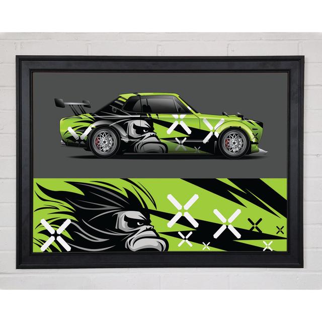 The Green Race Car - Print Williston Forge Size: 21cm H x 29.7cm W x 1.5cm D, Format: Matte Black Framed Paper on Productcaster.