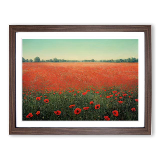 Dreamy Poppies Flowers - Picture Frame Graphic Art 17 Stories Size: 46cm H x 64cm W, Frame Colour: Walnut on Productcaster.