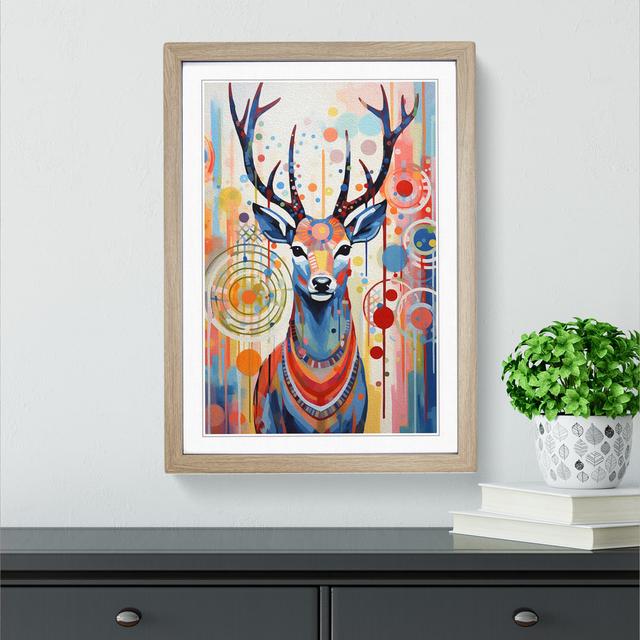 Deer Constructivism No.2 - Single Picture Frame Print on Wood Alpen Home Format: Oak, Size: 64" H x 46" W x 2" D on Productcaster.