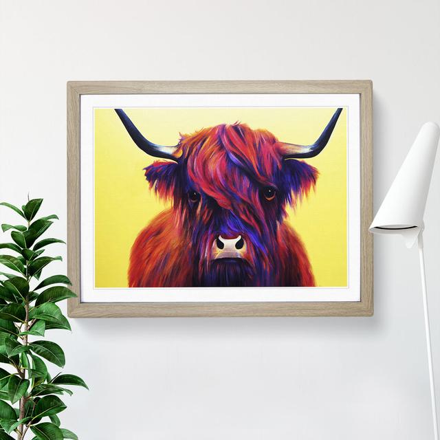 Colourful Highland Cow Vol.3 - Picture Frame Graphic Art Natur Pur Frame Colour: Oak Framed, Size: 34cm H x 46cm W x 2cm D on Productcaster.