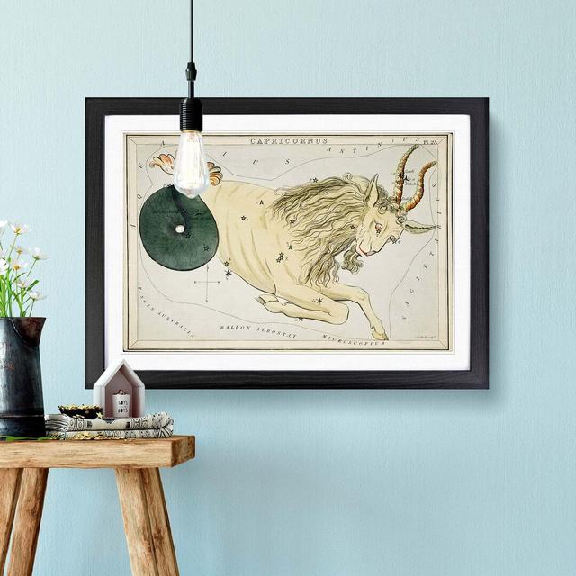 Astronomical Zodiac Chart of the Capricorn - Picture Frame Painting on Paper East Urban Home Size: 24cm H x 33cm W x 2cm D, Format: Black on Productcaster.