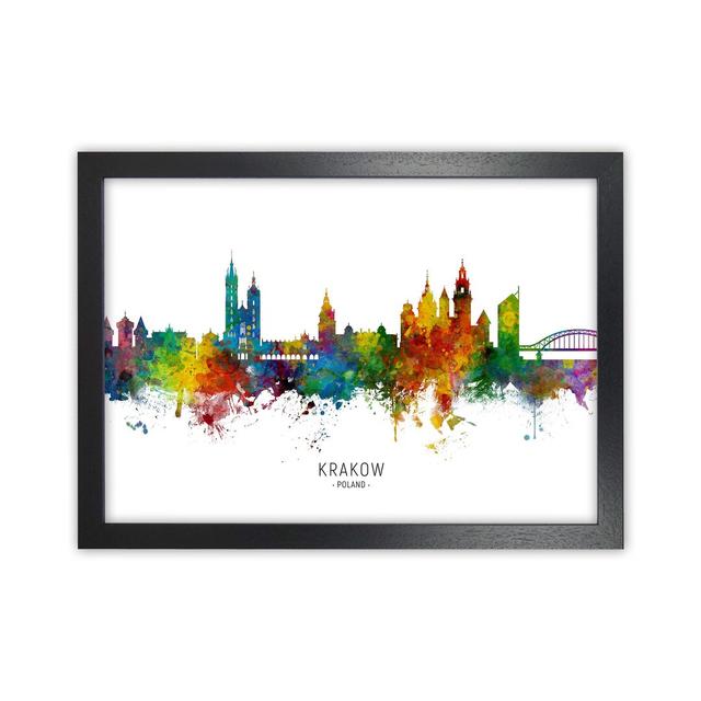 Krakow Poland Skyline by Michael Tompsett - Graphic Art Print on Paper Ebern Designs Format: Black Framed, Size: 25cm H x 34cm W x 3cm D on Productcaster.