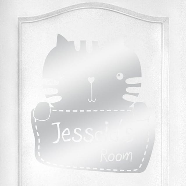 Personalised Kitty Rabbit Kids Door Room Wall Sticker Maturi Customize: Yes, Colour: Shiny Silver on Productcaster.