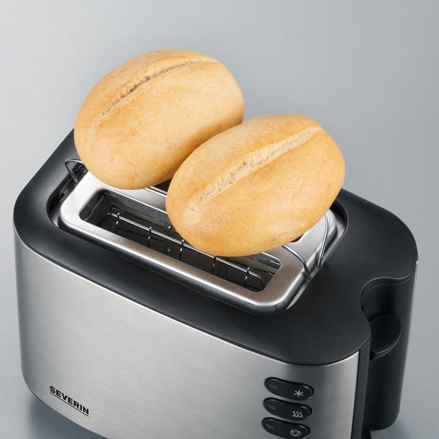 Automatik-Toaster AT 2514, 850 W, mit Brötchen-Röstaufsatz / Brotscheibenzentrierung / Aufwärmstufe SEVERIN on Productcaster.