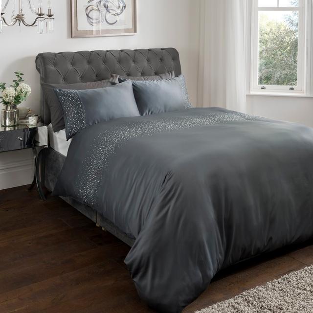 Absalon Duvet Cover Set Mercer41 Colour: Charcoal, Size: Super King - 2 Standard Pillowcases on Productcaster.