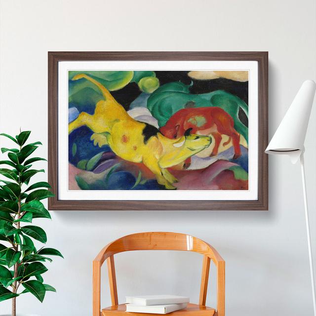 The Yellow Cow Vol.2 by Franz Marc - Picture Frame Painting East Urban Home Size: 36cm H x 48cm W x 2cm D, Frame Option: Walnut on Productcaster.