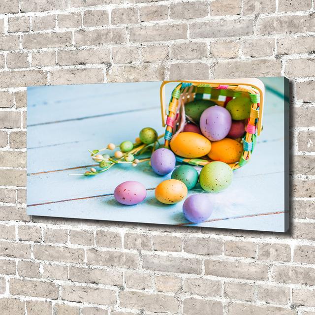 Easter Eggs - Print Ebern Designs Format: Canvas, Size: 70cm H x 140cm W x 2cm D on Productcaster.