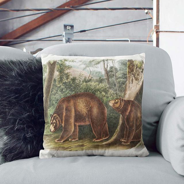 Cinnamon Bears by J.W. Audubon Cushion with Filling East Urban Home Size: 40cm H x 40cm W x 15cm D, Backing Colour: White on Productcaster.