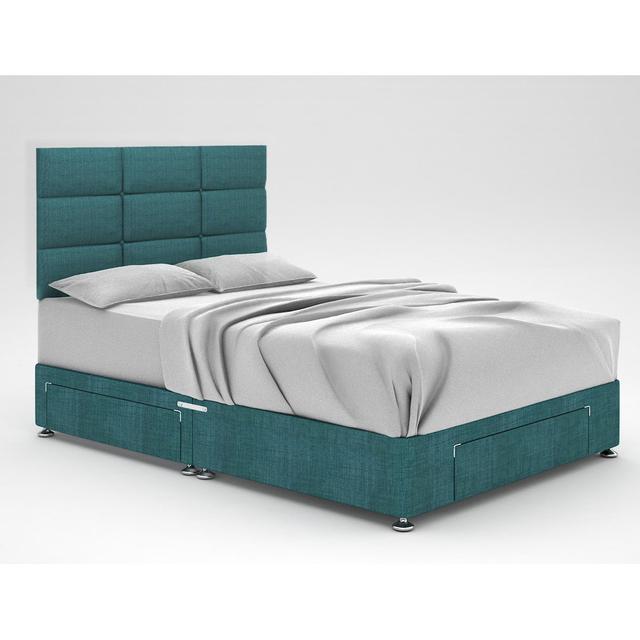 Zielke Divan Bed Base 17 Stories Size: King (5'), Storage Type: 2 Drawers/End Drawer, Colour: Teal on Productcaster.