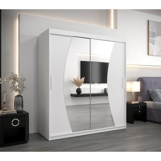 Asadulla 2 Door Solid + Manufactured Wood Wardrobe Brayden Studio Finish: White Matt on Productcaster.