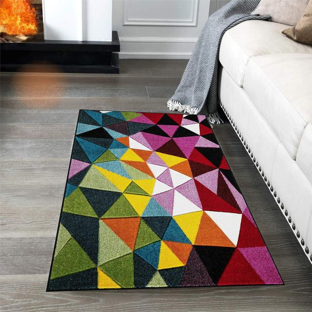 Gidja Geometric Machine Woven Green/Red/Purple Area Rug George Oliver Rug Size: Rectangle 80 x 150cm on Productcaster.