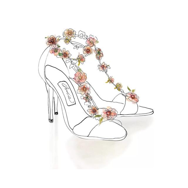 Chic Flower Heels by Carol Robinson - Graphic Art Print on Canvas Ebern Designs Format: Wrapped Canvas, Size: 93.98cm H x 93.98cm W x 3.81cm D on Productcaster.