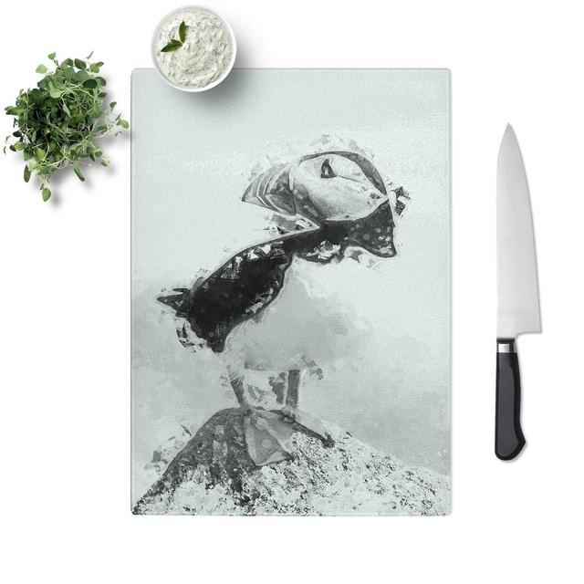 Tempered Glass The Atlantic Puffin Bird in Abstract Chopping Board East Urban Home Size: 20 cm W x 28.5 cm L on Productcaster.