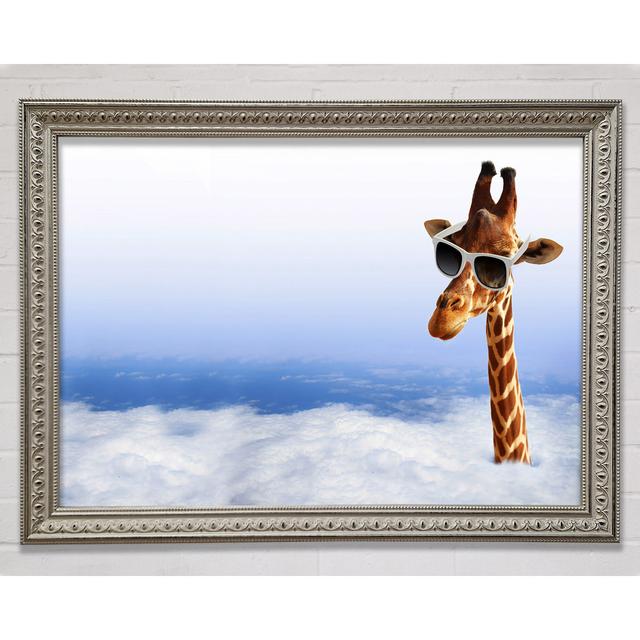 Gerahmtes Leinwandbild Giraffe Head In The Clouds Happy Larry Größe: 21 cm H x 29,7 cm B on Productcaster.