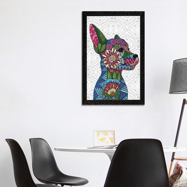 Folk Art Puppy by Angelika Parker - Graphic Art Print on Canvas East Urban Home Size: 101.6cm H x 66.04cm W x 3.81cm D, Format: Black Framed on Productcaster.