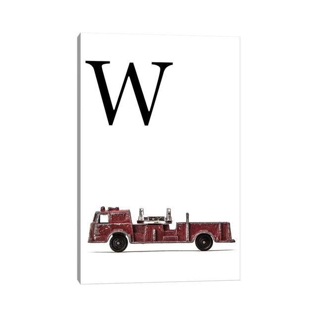 W Fire Engine Letter - Print on Canvas Williston Forge Size: 66.04cm H x 45.72cm W x 3.81cm D, Format: Wrapped Canvas on Productcaster.