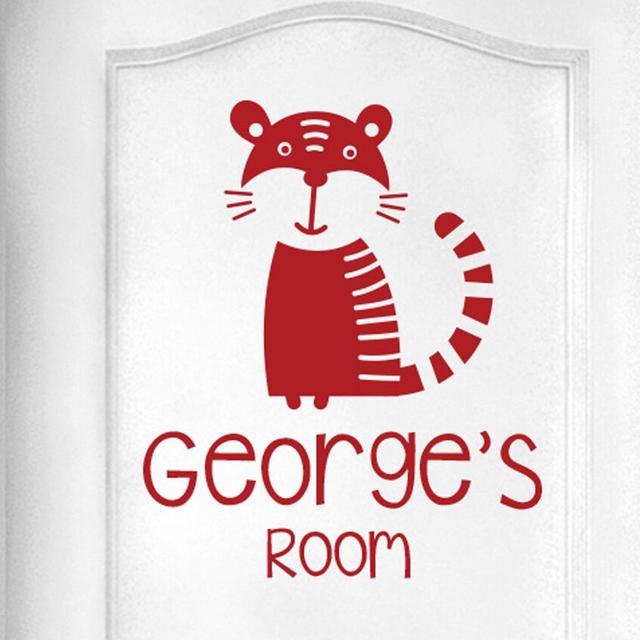 Personalised Tiger Kids Door Room Wall Sticker Maturi Colour: Dark Red on Productcaster.