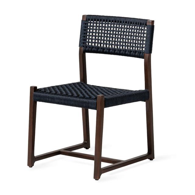 Aliyyah Patio Dining Side Chair 17 Stories Colour: Blue/Espresso Wood on Productcaster.