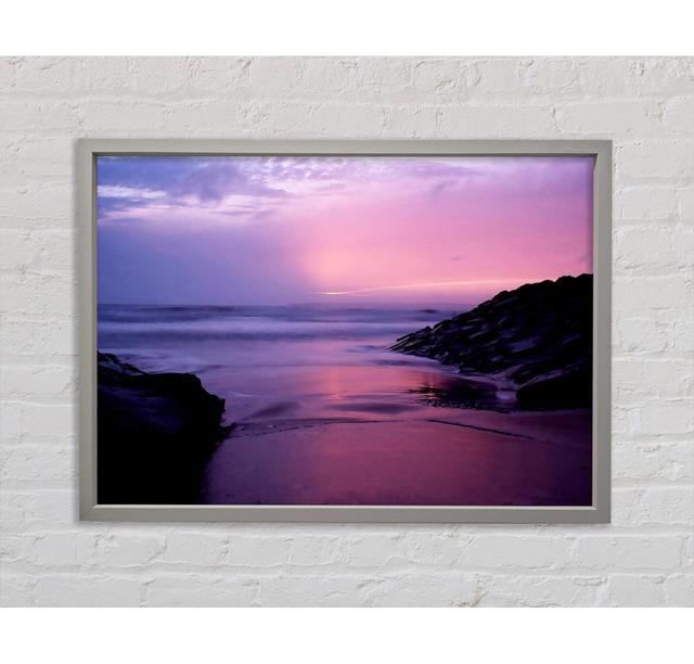 Sunset At Aberavon Beach Framed Print Wall Art House of Hampton Size: 84.1cm H x 118.9cm W x 3.3cm D, Format: Dark Grey Framed Canvas on Productcaster.