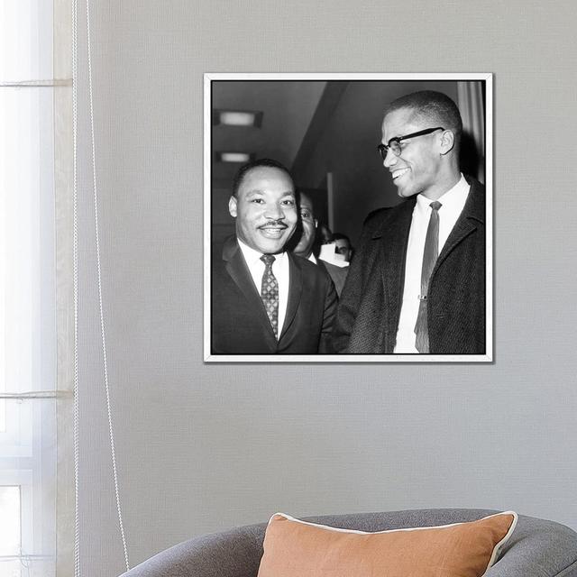 King And Malcolm X, 1964 - Print on Canvas George Oliver Format: White Framed Canvas, Size: 66.04cm H x 66.04cm W x 3.81cm D on Productcaster.