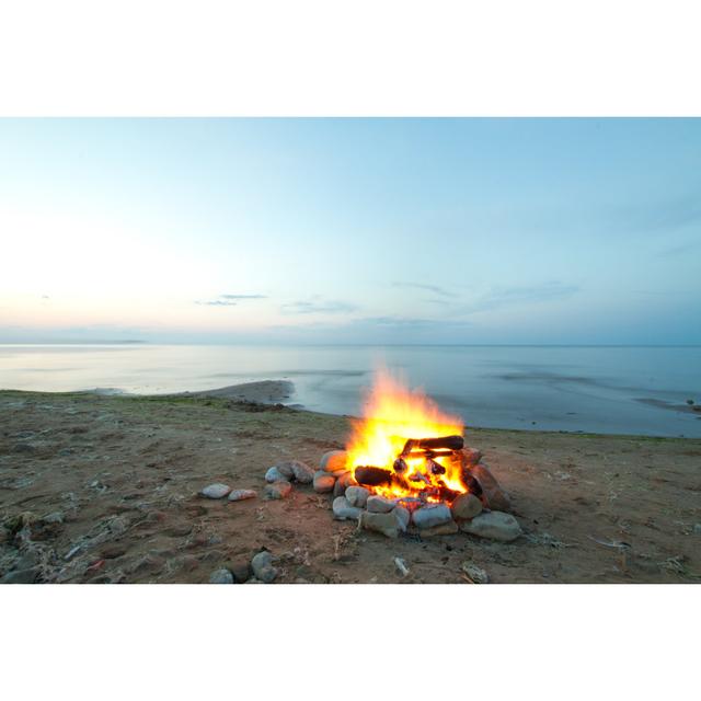 Grau Fire at Sea by Lindrik - Wrapped Canvas Photograph House of Hampton Size: 81cm H x 122cm W x 3.8cm D on Productcaster.