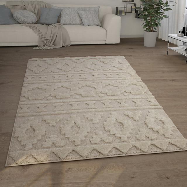 Rectangular Londono Moroccan Machine Woven Machine Made Cream Area Rug World Menagerie Rug Size: Rectangle 230 x 330cm on Productcaster.