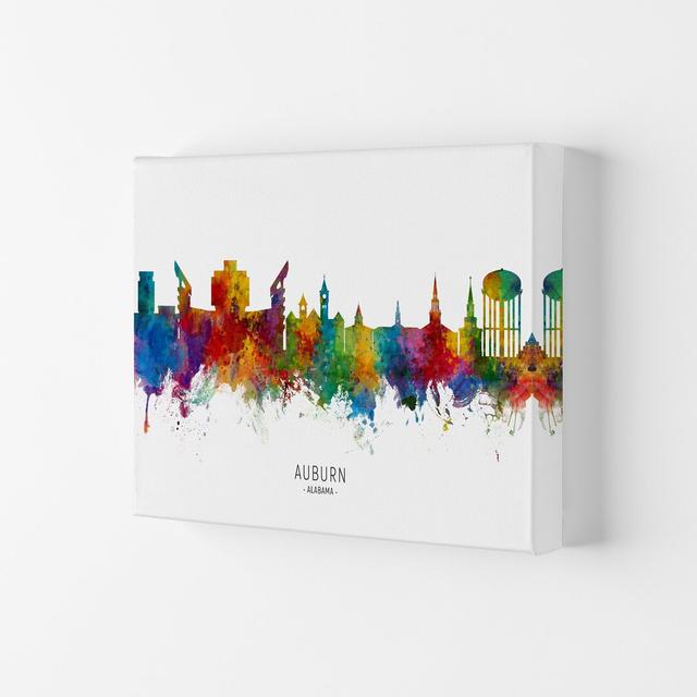 Auburn Alabama Skyline by Michael Tompsett - Print Ebern Designs Size: 21cm H x 29.7cm W x 4cm D, Format: Wrapped Canvas on Productcaster.