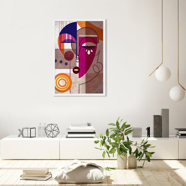 Abstract Colorful Geometric Cubist Woman Portrait, Modern Purple Framed Wall Art Print For Living Room Oliver Gal Size: 91.44cm H x 60.96cm W x 3.81cm on Productcaster.