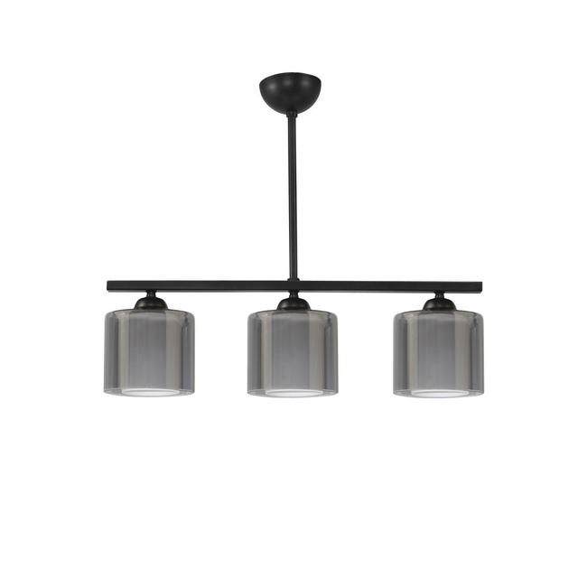 Aadham 3-Light Cylinder Linear Pendant Canora Grey Finish: Black, Shade Colour: Grey on Productcaster.