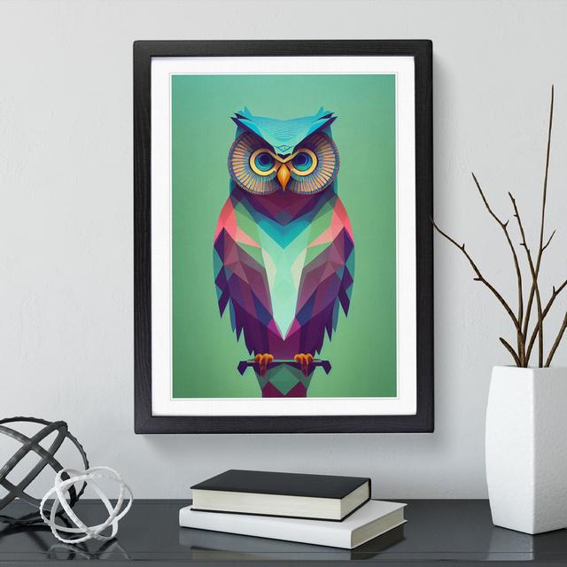 Geometric Owl No.3 Abstract - Single Picture Frame Print Metro Lane Size: 34cm H x 25cm W x 2cm D, Frame Colour: Black on Productcaster.