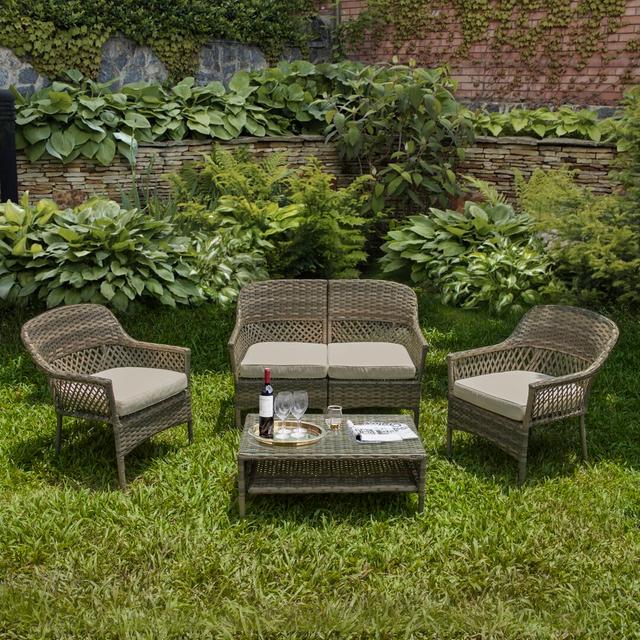 4-Sitzer Lounge-Set aus Rattan Teamson home on Productcaster.