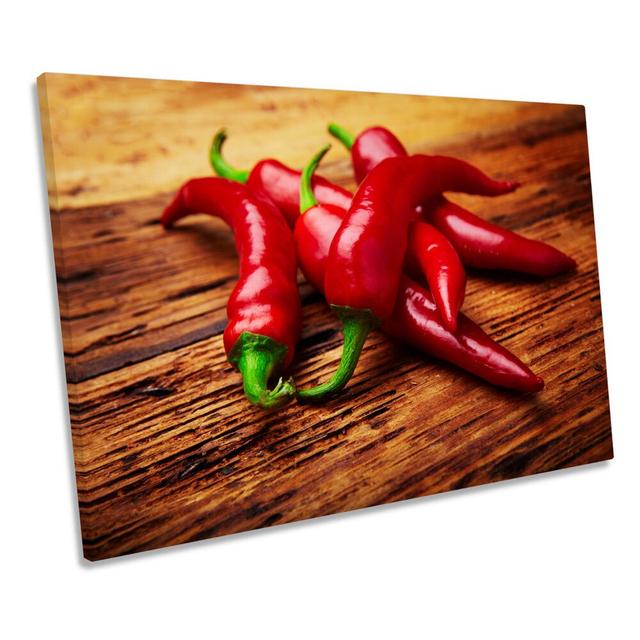 Red Chilli Kitchen Hot - Wrapped Canvas Print Ebern Designs Size: 50.8cm H x 76.2cm W x 2cm D on Productcaster.