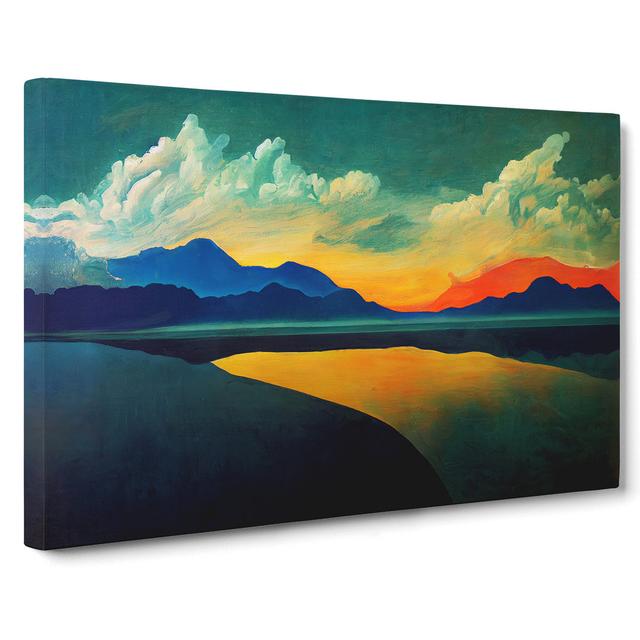 Modern Lake Mountains Vol.2 - Wrapped Canvas Painting Alpen Home Size: 50cm H x 76cm W x 3cm D on Productcaster.