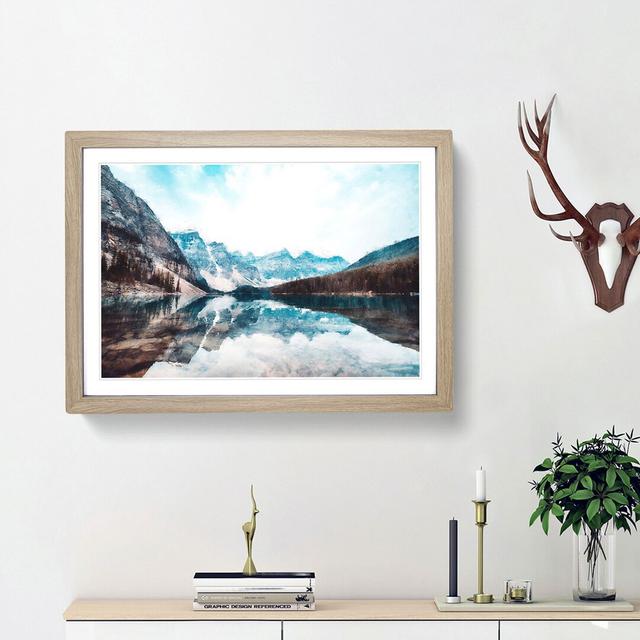 Mountains & Forest by Lake Moraine - Picture Frame Graphic Art Print East Urban Home Size: 45cm H x 63cm W x 2cm D, Frame Option: Oak Framed on Productcaster.