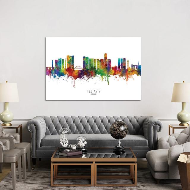 Tel Aviv Israel Skyline by Michael Tompsett - Wrapped Canvas Print Latitude Run Size: 101.6cm H x 152.4cm W x 3.81cm D on Productcaster.