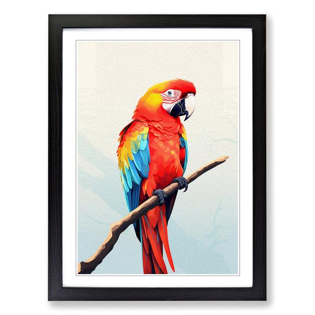 Parrot Minimalism - Single Picture Frame Print on Wood 17 Stories Format: Black Framed, Size: 46cm H x 34cm W x 2" D on Productcaster.