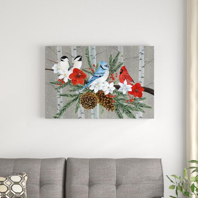 Birch Birds Collection A by Grace Popp - Wrapped Canvas Graphic Art Print Blue Elephant Size: 61cm H x 91cm W on Productcaster.