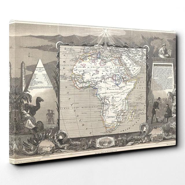 Vintage Map of Africa Graphic Art on Canvas Big Box Art Size: 40cm H x 60cm W on Productcaster.