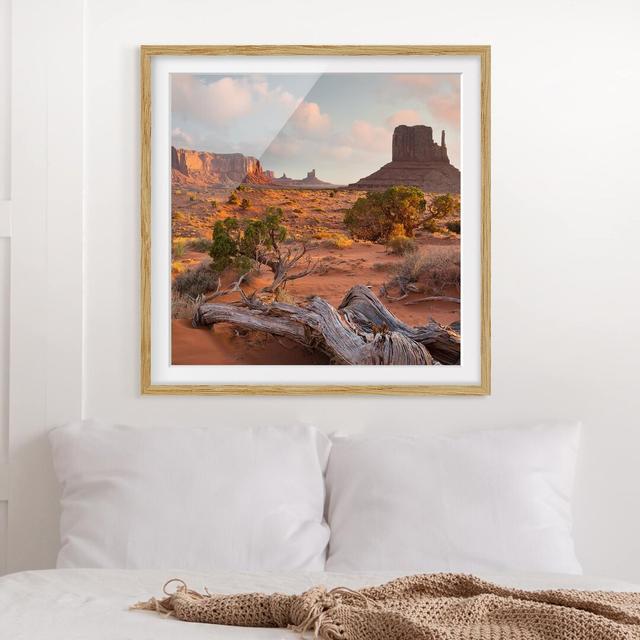 Monument Valley Tribal Park, Arizona - Picture Frame Photograph Print on Paper East Urban Home Frame Options: Natural Oak, Size: 70cm H x 70cm W x 2cm on Productcaster.