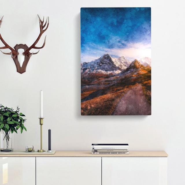 Mountains in Switzerland - Wrapped Canvas Painting Print East Urban Home Size: 60cm H x 40cm W x 3cm D on Productcaster.